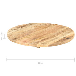 vidaXL Dessus de table Bois de manguier solide Rond 25-27 mm 70 cm