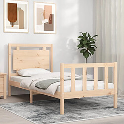 Maison Chic Cadre/structure de lit avec tête de lit pour adulte - Lit Moderne Chambre 90x200 cm bois massif -MN75601