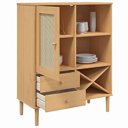 Avis vidaXL Buffet SENJA aspect rotin marron 90x40x112cm bois massif de pin