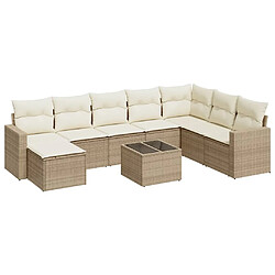 vidaXL Salon de jardin avec coussins 9 pcs beige résine tressée