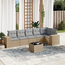 vidaXL Salon de jardin avec coussins 7 pcs beige résine tressée 