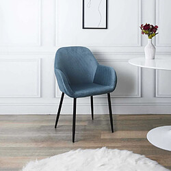 The Home Deco Factory Fauteuil en velours cotelé Giulia (Lot de 2) bleu cadet.