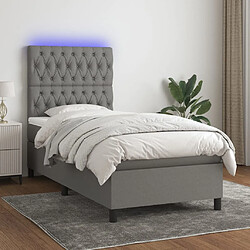 vidaXL Sommier à lattes de lit et matelas et LED Gris foncé 100x200 cm 