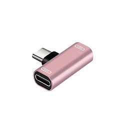 Eko Adaptateur Splitter Double USB Type-C vers USB Type-C Rose champagne 