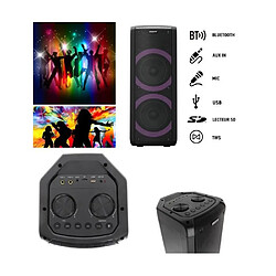 Power SONO ENCEINTE PORTABLE 200W SUR BATTERIE /SD/USB/BT/MP3 + TWS LEDS RGB et entrée MICRO pour la fête en KARAOKE SOIREE DANSANTE