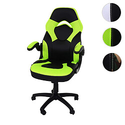 Mendler Chaise de bureau HWC-K13, chaise pivotante Gaming, ergonomique, accoudoirs réglables, similicuir ~ noir-vert 