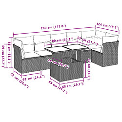 Acheter vidaXL Salon de jardin avec coussins 7 pcs gris clair résine tressée