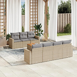 vidaXL Salon de jardin avec coussins 8 pcs beige résine tressée 