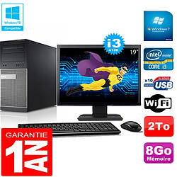 PC Tour DELL 9020 Core I3-4130 Ram 8Go Disque 2 To Wifi W7 Ecran 19" - Occasion