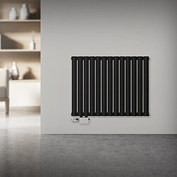 LuxeBath Radiateur noir mat tube ovale double couche raccord universel à gauche 780x600mm 