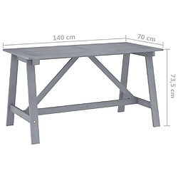 vidaXL Table à dîner de jardin Gris 140x70x73,5cm Bois d'acacia massif pas cher