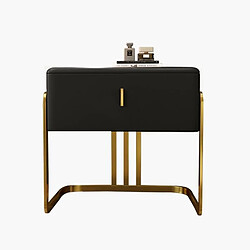 Meubler Design Table De Chevet Moderne Avec Un Tiroir, Cuir Pu, Pieds Dorés Mobu - Pu Noir pas cher