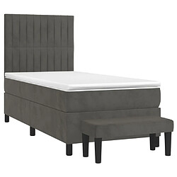 Avis Maison Chic Lit Adulte - Lit simple Lit à sommier tapissier et matelas moelleux - Meuble de Chambre - Gris foncé 90x200 cm Velours -MN93148