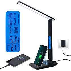 Vendos85 Lampe de bureau LED avec chargeur sans fil 10W noir 