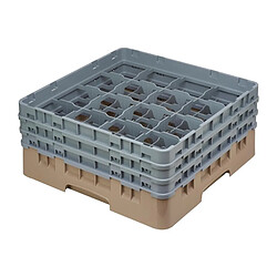 Casier à verres 16 compartiments beige - Hauteur de 143 à 349 mm - Camrack Cambro 