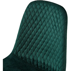 Decoshop26 Chaise de salle à manger x1 coutures décoratives losanges assise en velours vert pieds métal noir mat 10_0002246 pas cher