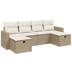 vidaXL Salon de jardin avec coussins 6 pcs beige résine tressée