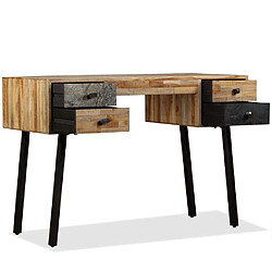 Helloshop26 Bureau table meuble travail informatique teck de récupération massif 110 cm 0502070 