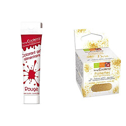 Scrapcooking Gel colorant alimentaire rouge 20 g + paillettes dorées