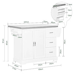 Acheter SoBuy FKW41-ST Desserte sur roulettes Meuble de Cuisine de Service Roulant en Bois - Plans de Travail Rabattables en Acier INOX