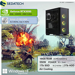 Sedatech PC Gaming • Intel i3-10100F • RTX3050 • 16 Go RAM • 1To SSD M.2 • 3To HDD • Windows 11