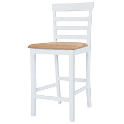 vidaXL Table et chaises de bar 3 pcs Bois massif Marron et blanc pas cher