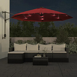 Avis Maison Chic Parasol Jardin | Parasol mural avec LED rouge vif 290 cm - GKD79689