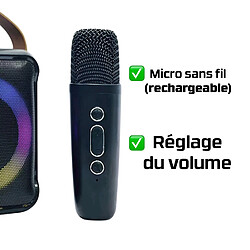 Acheter Innovalley KA04-BTH-N Mini-enceinte Bluetooth KARAOKE - LED RING - Radio FM - micro sans fil rechargeable