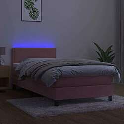 Avis Sommier à lattes LED,Cadre à lattes de lit avec matelas pour Adulte Rose 90x200 cm Velours -MN54330