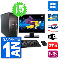 PC Tour HP Z210 Ecran 22" Intel i5-2400 RAM 16Go Disque Dur 2To Windows 10 Wifi · Occasion 