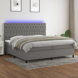 vidaXL Sommier à lattes de lit et matelas et LED Gris foncé 200x200 cm