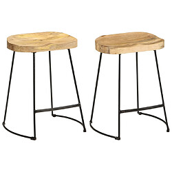 vidaXL Tabourets de bar Gavin 2 pcs 46x38x52 cm Bois massif manguier