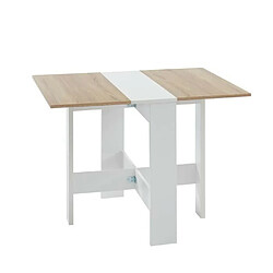 JUNO Table de sejour pliante 4 personnes - Decor chene et blanc - L 104 x 76 x 74 cm 