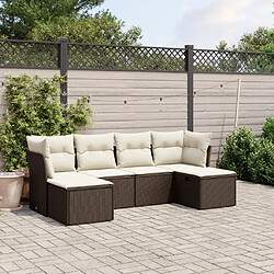 vidaXL Salon de jardin avec coussins 6 pcs marron résine tressée 