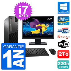 PC Lenovo M93p SFF Ecran 22" Intel i7-4770 RAM 32Go Disque 2To Windows 10 Wifi · Occasion 