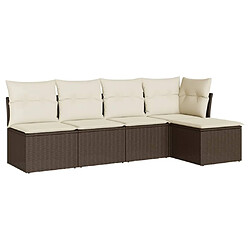 vidaXL Salon de jardin avec coussins 5 pcs marron résine tressée