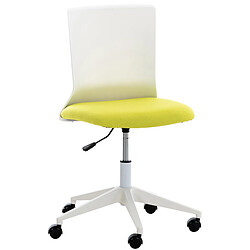 Decoshop26 Chaise de bureau sur roulettes moderne pivotante hauteur réglable plastique blanc et tissu jaune BUR10490 