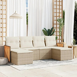 vidaXL Salon de jardin avec coussins 6 pcs beige résine tressée