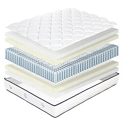 LUXURY LITERIE Matelas 160x200 cm, Patriote, 27cm, Ressorts Ensachés, mémoire de forme, indépendance du couchage, face été/hiver pas cher