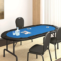 vidaXL Dessus de table de poker pliable 10 joueurs Bleu 208x106x3 cm 