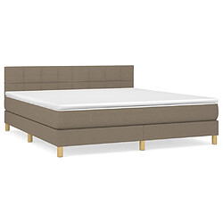 vidaXL Sommier à lattes de lit avec matelas Taupe 180x200 cm Tissu