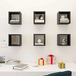 Avis Maison Chic Lot de 6 Étagères cube murales,Etagère de rangement flottantes Gris brillant 22x15x22 cm -MN15543