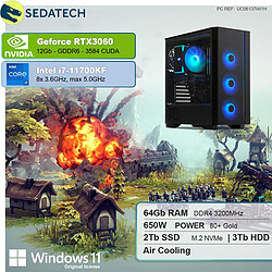 Sedatech PC Gaming • Intel i7-11700KF • RTX3060 • 64 Go RAM • 2To SSD M.2 • 3To HDD • Windows 11