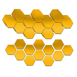 60Pcs 3D Hexagone Acrylique Miroir Stickers Muraux DIY Décoration Murale Or 40x23cm