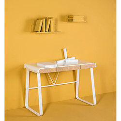 Pegane Bureau en MDF laqué papier blanc avec pieds en métal, table de travail - Longueur 110 x Profondeur 55 x Hauteur 76 cm pas cher