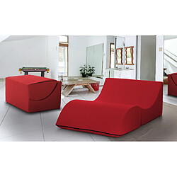 Autrement Talamo Italia Clever pouf double convertible en chaise longue en éco-cuir, couleur rouge