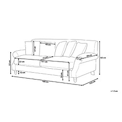 Beliani Canapé 3 places en velours blanc cassé EIKE
