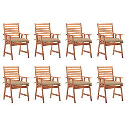 Maison Chic Lot de 8 Chaises à dîner d'extérieur avec coussins | Fauteuil chaises à manger d'extérieur Acacia massif -GKD40820