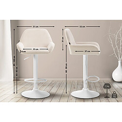 Non Lot de 2 tabourets de bar Braga velours blanc