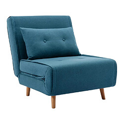 Avis Vente-Unique Fauteuil convertible en tissu bleu URIBIA